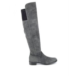 Stuart Weitzman Over The Knee Boot Slate Gray Suede Stretch Elastic Back…